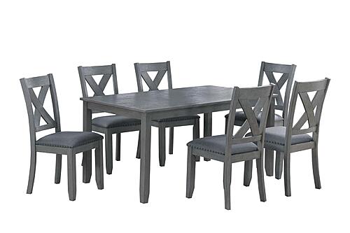 F2638 Wood 7-Piece Dining Set Gray by Poundex