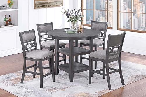 F2641 Wood 5-Piece Counter Height Dining Set Gray by Poundex