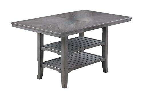 F2701 Wood Counter Height Dining Table w/Storage Shelf Gray by Poundex