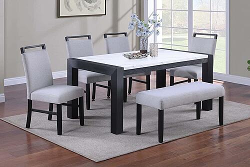 F2704 Faux Marble/Wood Dining Table Charcoal by Poundex