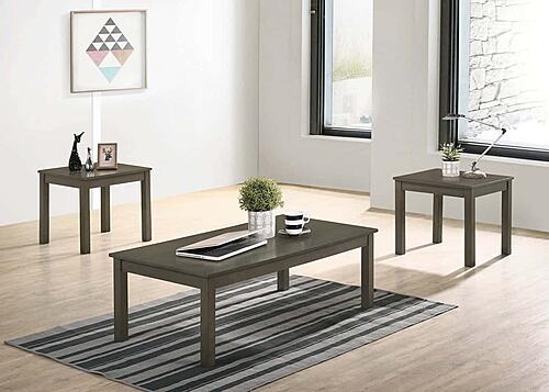 F3190 Wood 3-Piece Coffee Table Set Dark Gray by Poundex