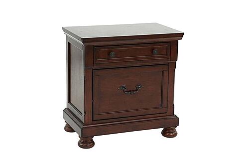 F4345 Wood 2-Drawer Nightstand Antique Cherry by Poundex