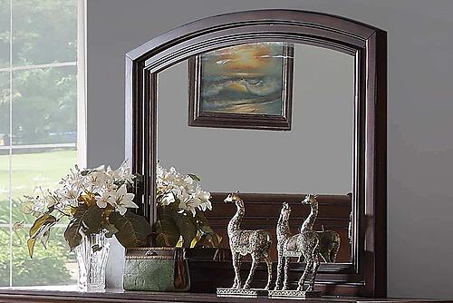 F4346 Wooden Frame Mirror Antique Cherry by Poundex