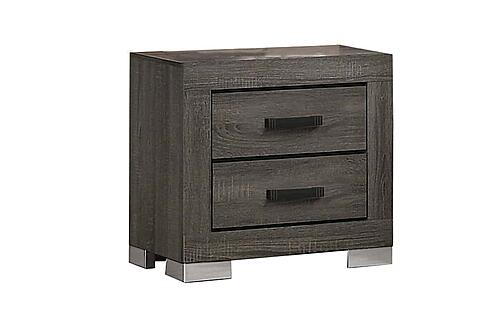 F5491 Wood 2-Drawer Nightstand Foil Gray by Poundex