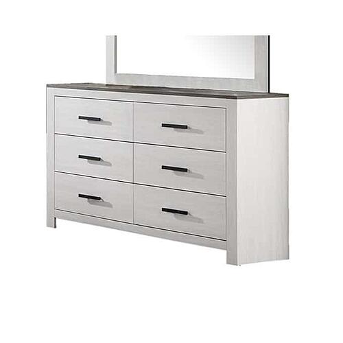 F5523 Wood 6-Drawer Dresser Whitewash/Smoking Gray by Poundex