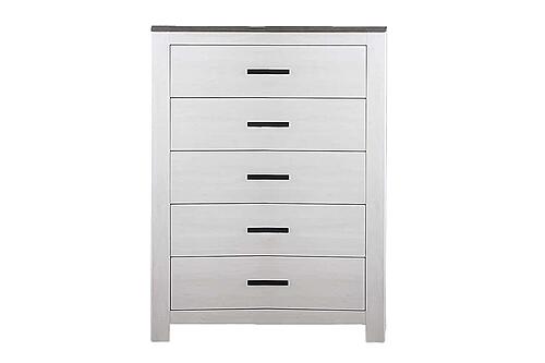 F5524 Wood 5-Drawer Chest Whitewash/Smoking Gray by Poundex