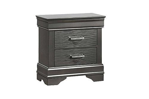 F5561 Wood 2-Drawer Nightstand Dark Gray by Poundex