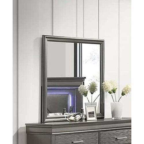 F5562 Wooden Frame Mirror Dark Gray by Poundex