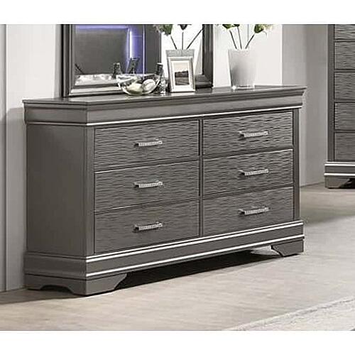 F5563 Wood 6-Drawer Dresser Dark Gray by Poundex
