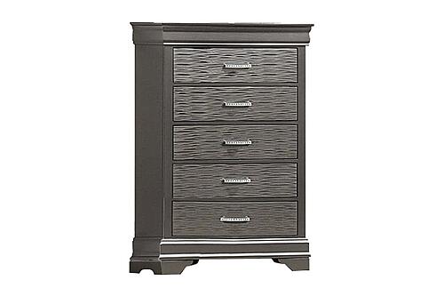 F5564 Wood 5-Drawer Chest Dark Gray by Poundex