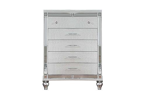 F5574 Wood 5-Drawer Chest Silver by Poundex
