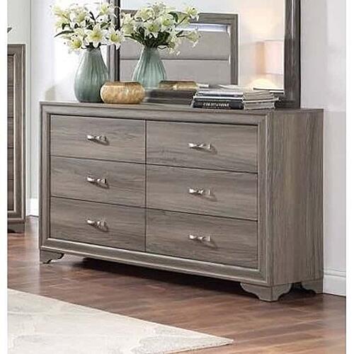 F5578 Wood 6-Drawer Dresser Grayish Brown by Poundex