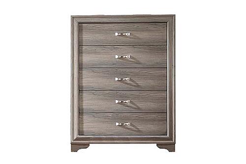 F5579 Wood 5-Drawer Chest Grayish Brown by Poundex