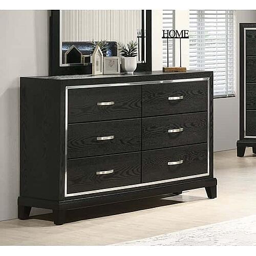 F5603 Wood 6-Drawer Dresser Black by Poundex
