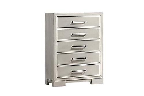 F5609 Wood 5-Drawer Chest Antique White by Poundex