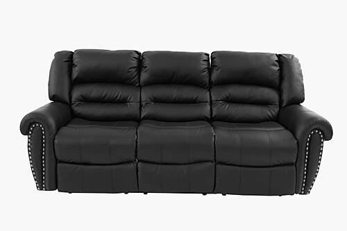 F6750 Bonded Leather Reclining Sofa Black by Poundex