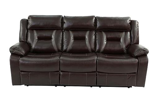 F6795 Gel Leatherette Reclining Sofa Dark Brown by Poundex