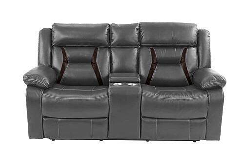 F6797 Gel Leatherette Reclining Loveseat Gray by Poundex
