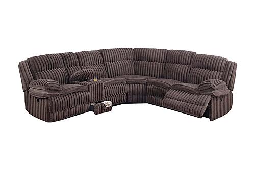 F8131 Fabric Manual Motion Sectional Sofa Set Chocolate by Poundex