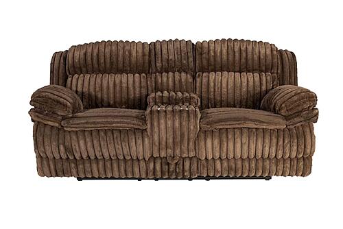 F8135 Fabric Reclining Loveseat w/Console & Drawer Chocolate by Poundex