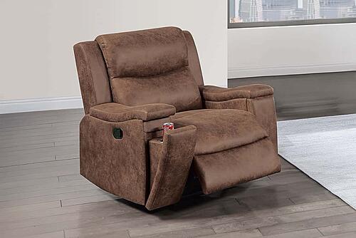 F8151 Leather-Like Fabric Reclining Chair Walnut by Poundex