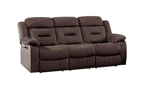 F8159 Velvet Reclining Sofa Chocolate by Poundex