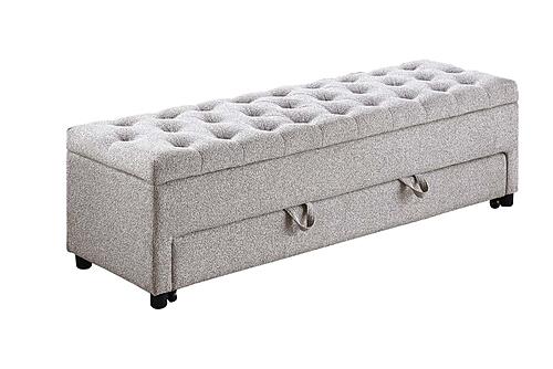 F8316 Fabric Storage Ottoman w/Underseat Drawer Beige by Poundex