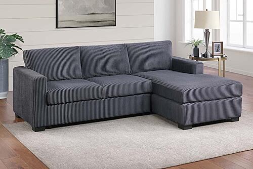 F8323 Fabric 2-Piece Sectional Sofa Set Dark Gray by Poundex