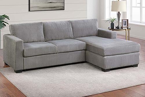 F8324 Fabric 2-Piece Sectional Sofa Set Light Gray by Poundex
