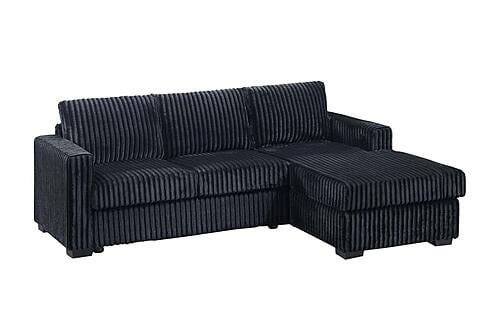F8325 Fabric 2-Piece Sectional Sofa Set Black by Poundex