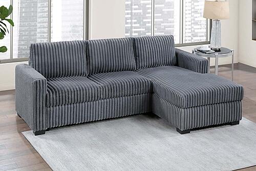 F8326 Fabric 2-Piece Sectional Sofa Set Dark Gray by Poundex