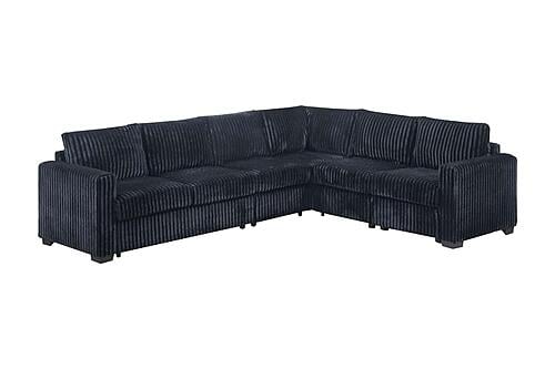 F8335 Fabric 4-Piece Sectional Sofa Set Black by Poundex