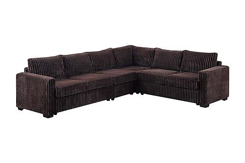 F8336 Fabric 4-Piece Sectional Sofa Set Coffee by Poundex