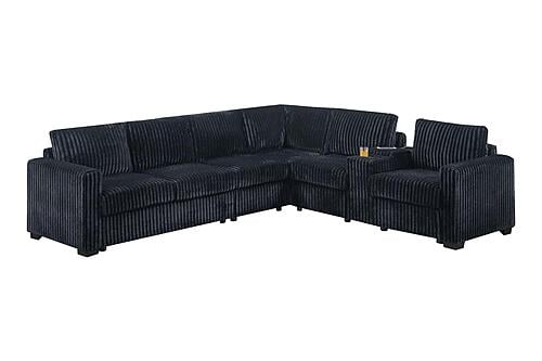 F8346 Fabric 4-Piece Sectional Sofa Set Black by Poundex