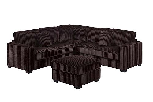 F8354 Fabric 4-Piece Sectional Sofa Set w/2 Accent Pillows Coffee by Poundex