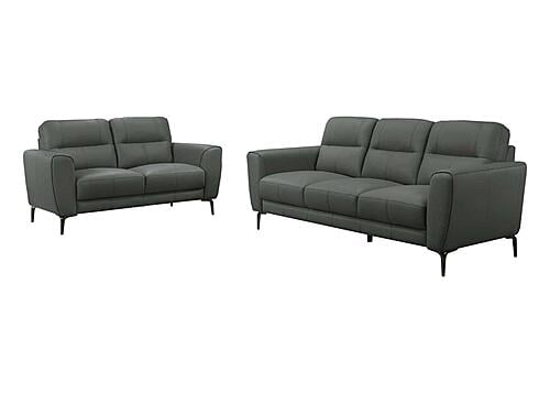 F8419 Leather 2-Piece Sofa Set Anthracite by Poundex