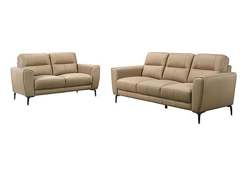 F8420 Leather 2-Piece Sofa Set Taupe by Poundex