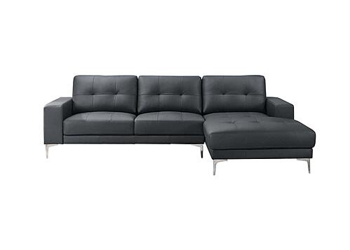 F8423 Leather 2-Piece Sectional Sofa Set Black by Poundex