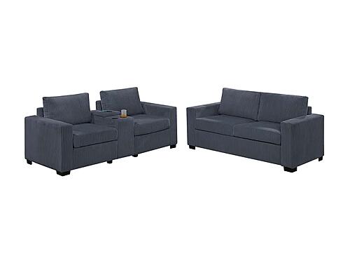 F8459 Fabric 2-Piece Sofa Set Dark Gray by Poundex