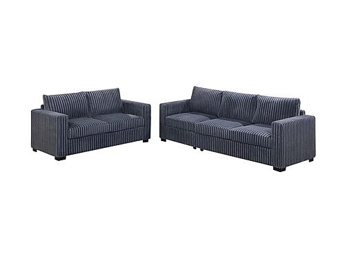 F8461 Fabric 2-Piece Sofa Set Dark Gray by Poundex