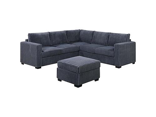 F8463 Fabric 4-Piece Sectional Sofa Set Dark Gray by Poundex