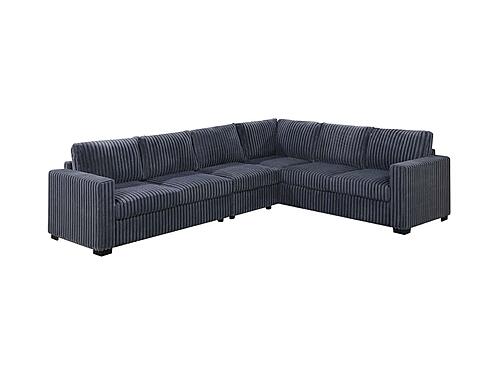 F8465 Fabric 4-Piece Sectional Sofa Set Dark Gray by Poundex