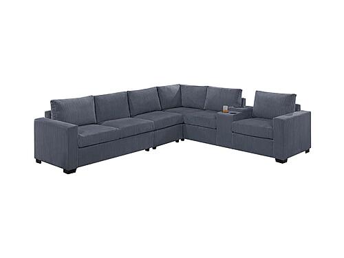 F8469 Fabric 4-Piece Sectional Sofa Set Dark Gray by Poundex