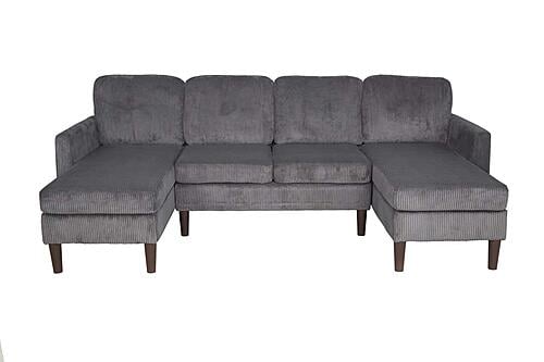 F8471 Fabric 3-Piece Sectional Sofa Set Dark Gray by Poundex