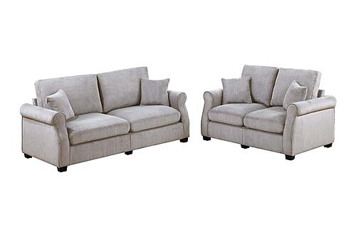 F8499 Fabric 2-Piece Sofa Set Ivory by Poundex