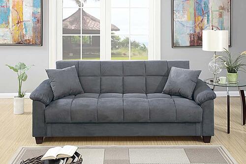 F8500 Microfiber Convertible Sofa Gray by Poundex