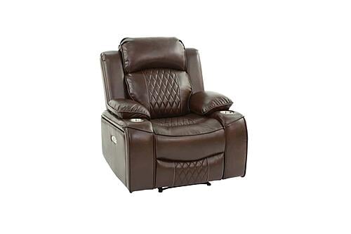 F86401 Gel Leatherette Power Reclining Chair Brown by Poundex