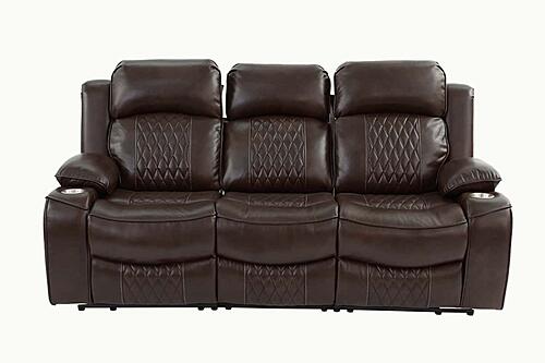 F86403 Gel Leatherette Power Reclining Sofa Brown by Poundex