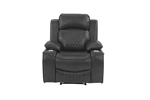 F86404 Gel Leatherette Power Reclining Chair Charcoal by Poundex