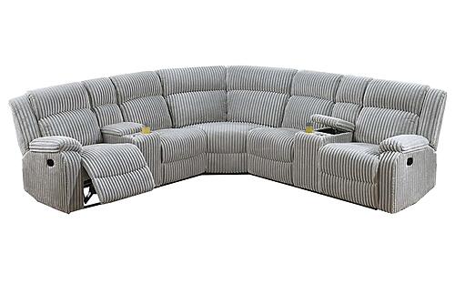 F86635 Fabric Power Motion Sectional Sofa Set Ash by Poundex